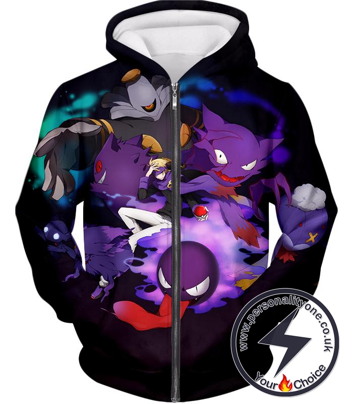 Pokemon Awesome Ghost Type Pokemons Amazing Anime Zip Up Hoodie